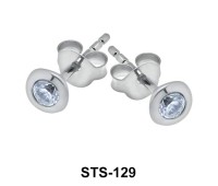 Round CZ 3 mm. Stud Earrings STS-129